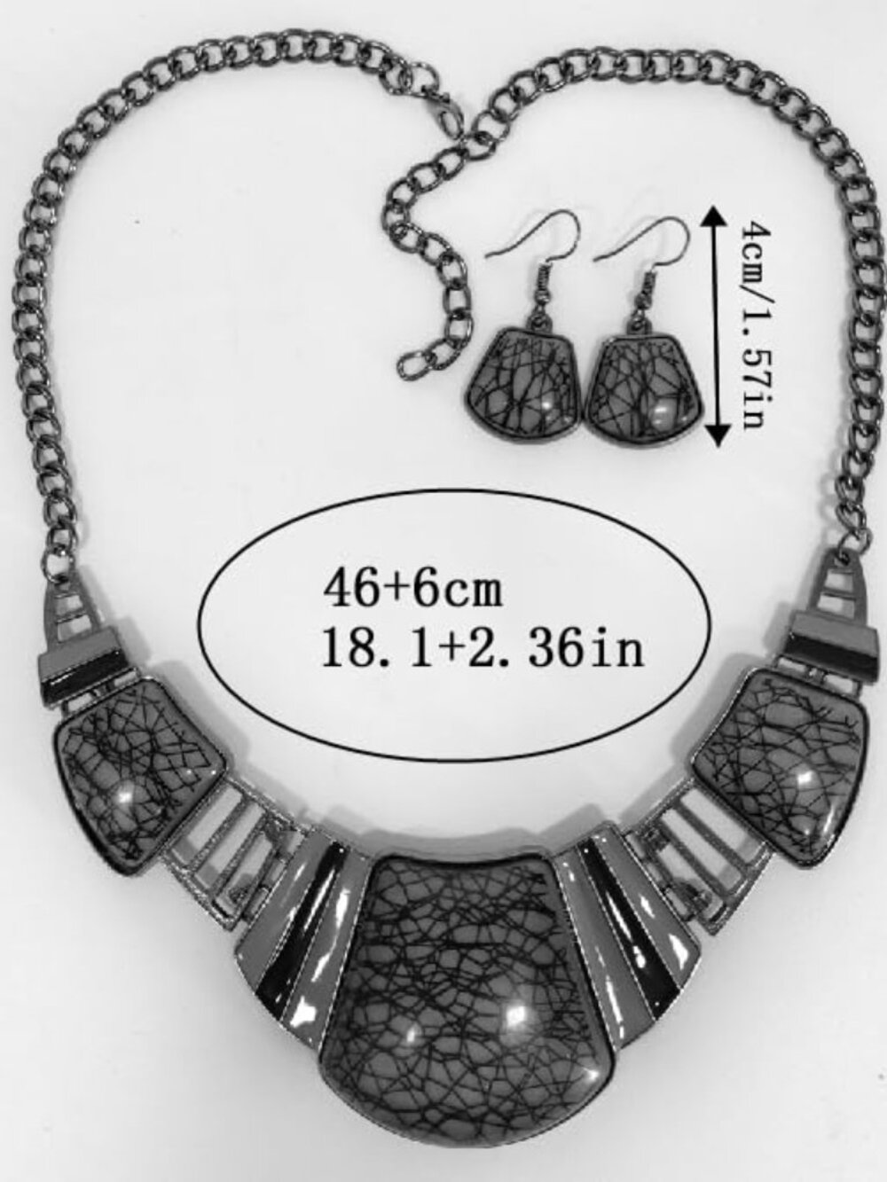 Vintage Ethnic Tibetan Sliver Turquoise Bib Collar Earrings Necklace Jewelry - Picture 3 of 4